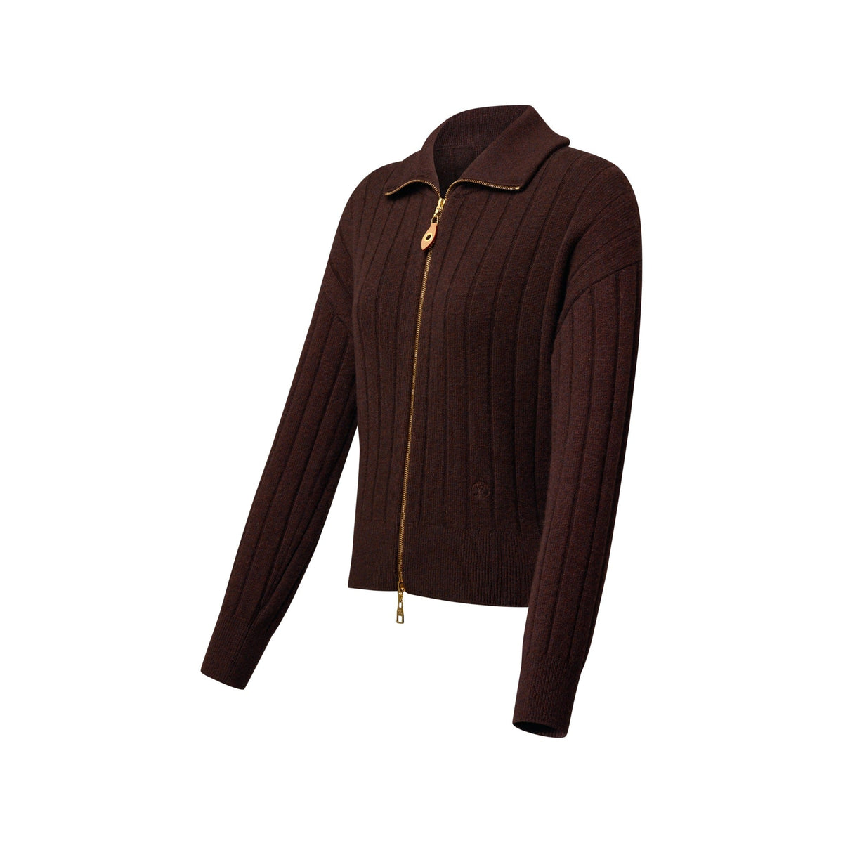 Ribbed-Knit Zip-Up Cardigan