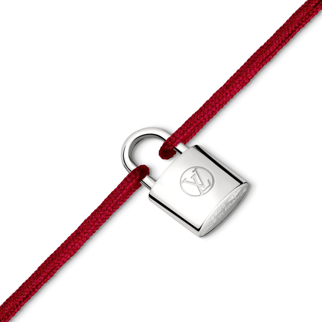 Silver Lockit Bracelet, Sterling Silver and Red Polyester Cord