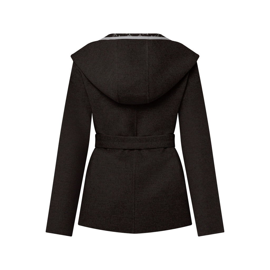 Reversible Signature Short Hooded Wrap Coat