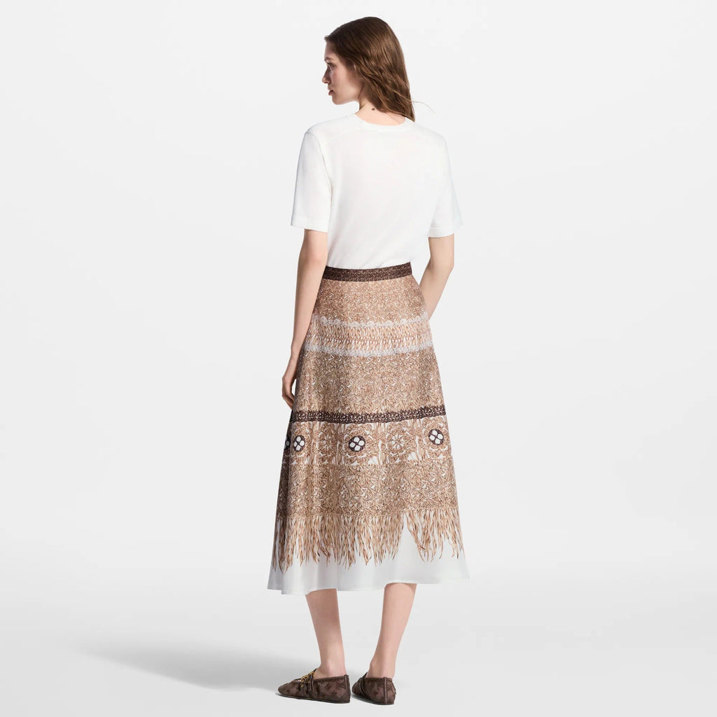 Woven Print Front Knit Top
