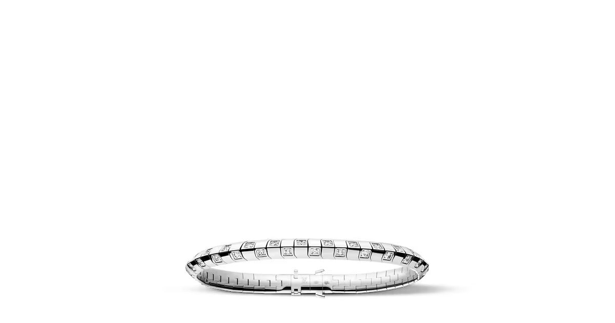Le Damier de Louis Vuitton Medium Bracelet, White Gold and Diamonds