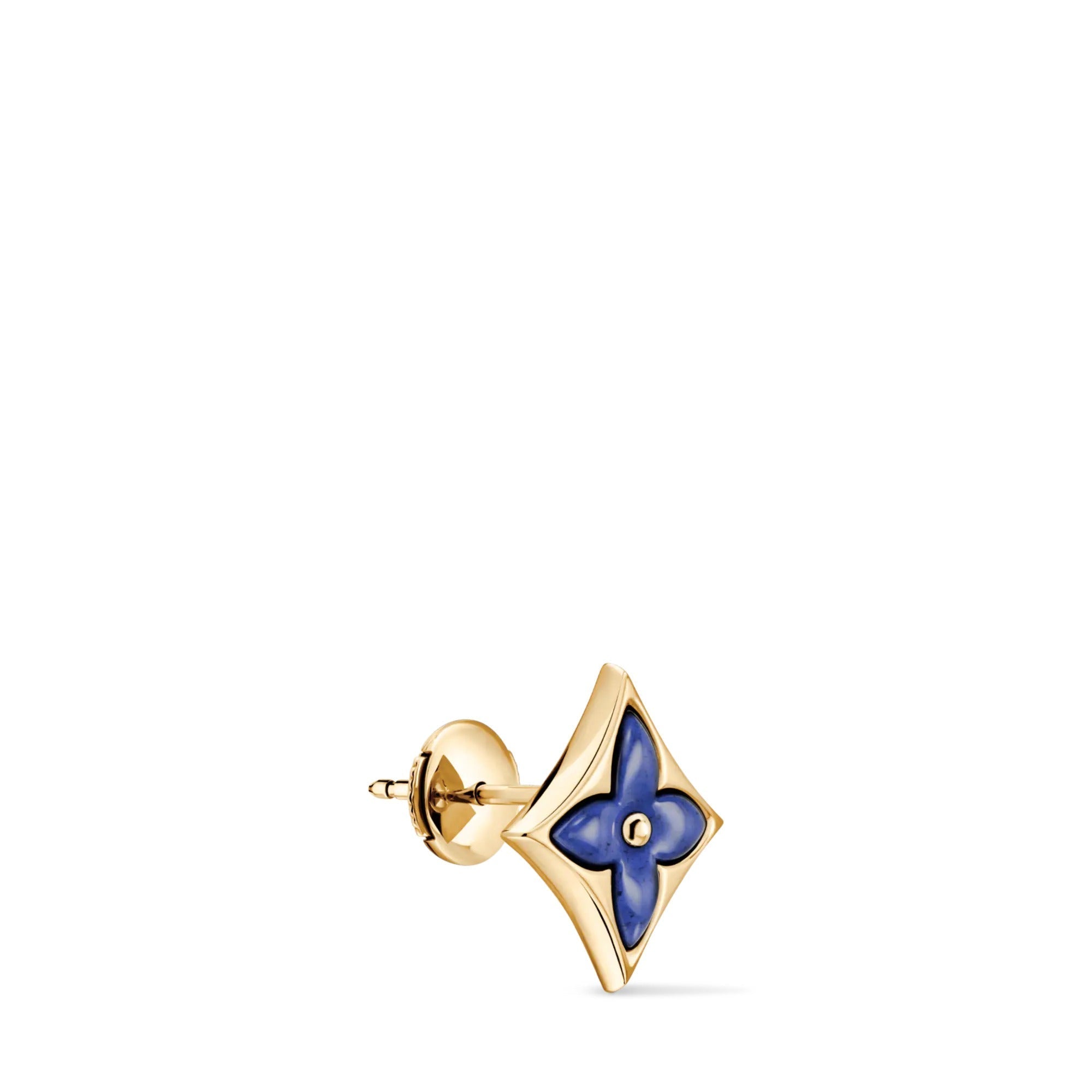 Color Blossom BB Star Earstud, Yellow Gold and Sodalite - per unit