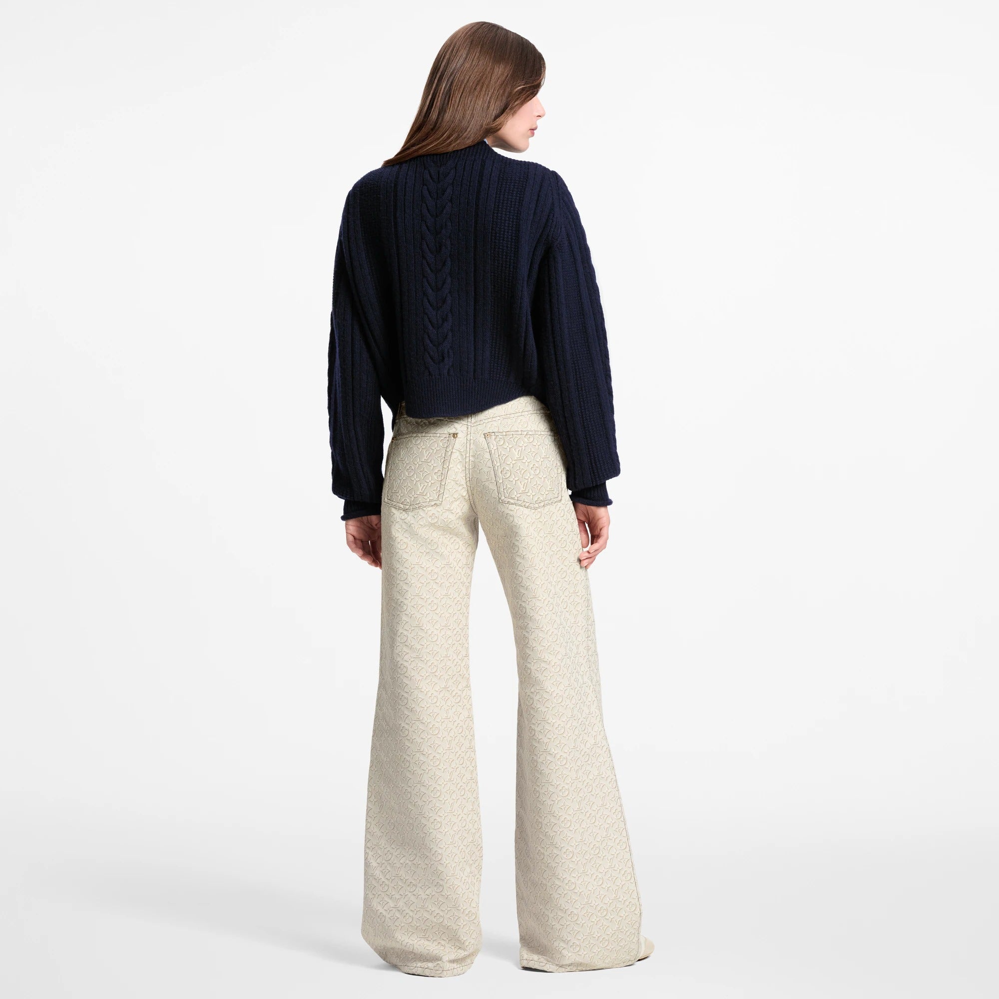 Strap Front Cable-Knit Cardigan