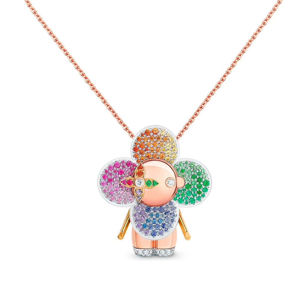 Vivienne Rainbow Pendant, 3 Golds, Diamonds & Colored Gemstones