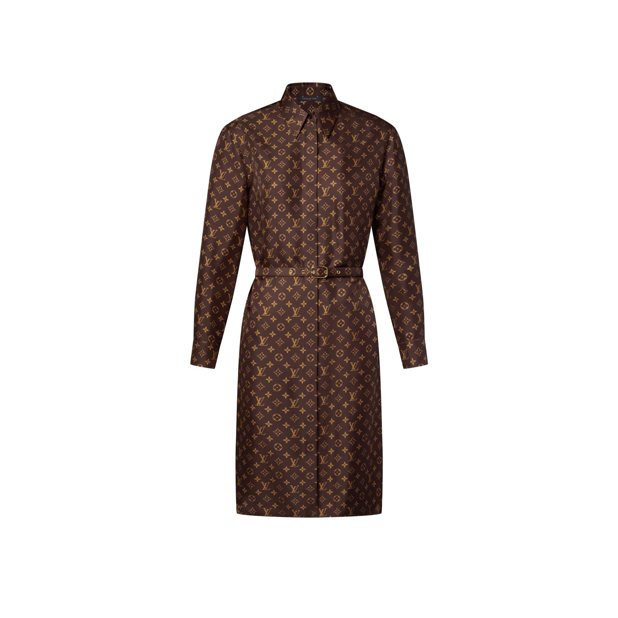 Monogram Silk Shirt Dress