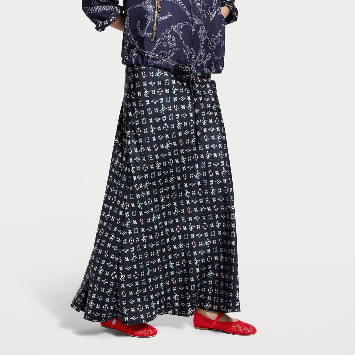 Monogram Buoy Flared Maxi Skirt