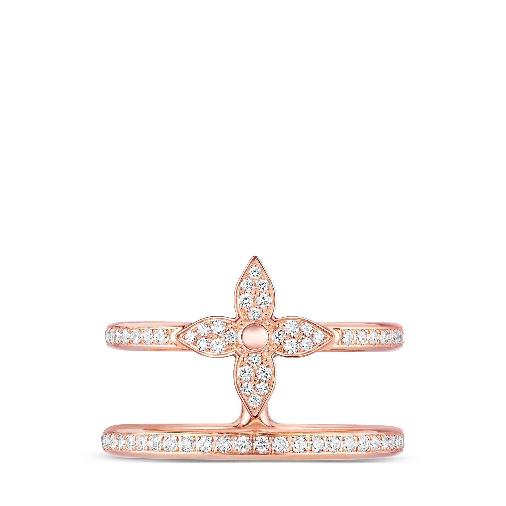 Idylle Blossom Two-Row Ring, Pink Gold And Diamonds