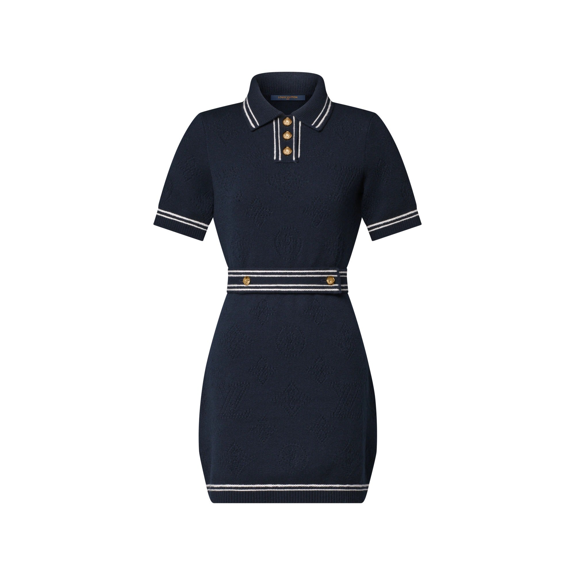 Contrast Accent Openwork Knit Dress