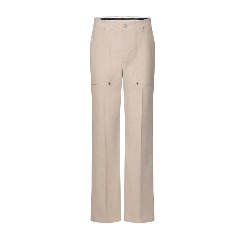 Cotton-Silk Tailored Workwear Pants