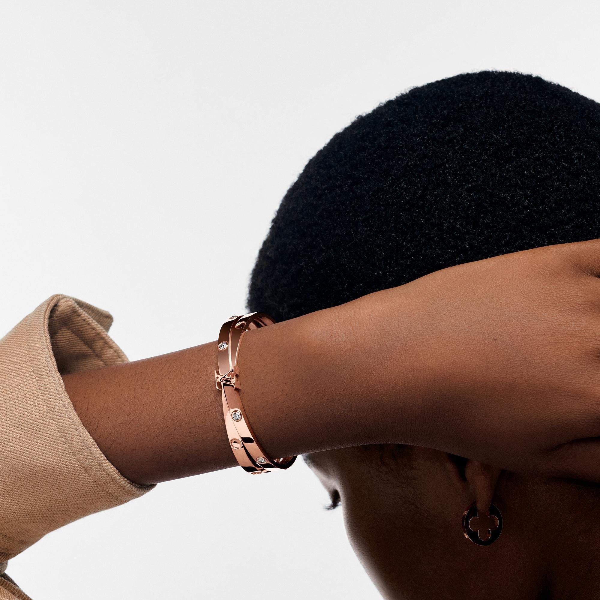 Empreinte Double Bangle, Pink Gold and Diamonds