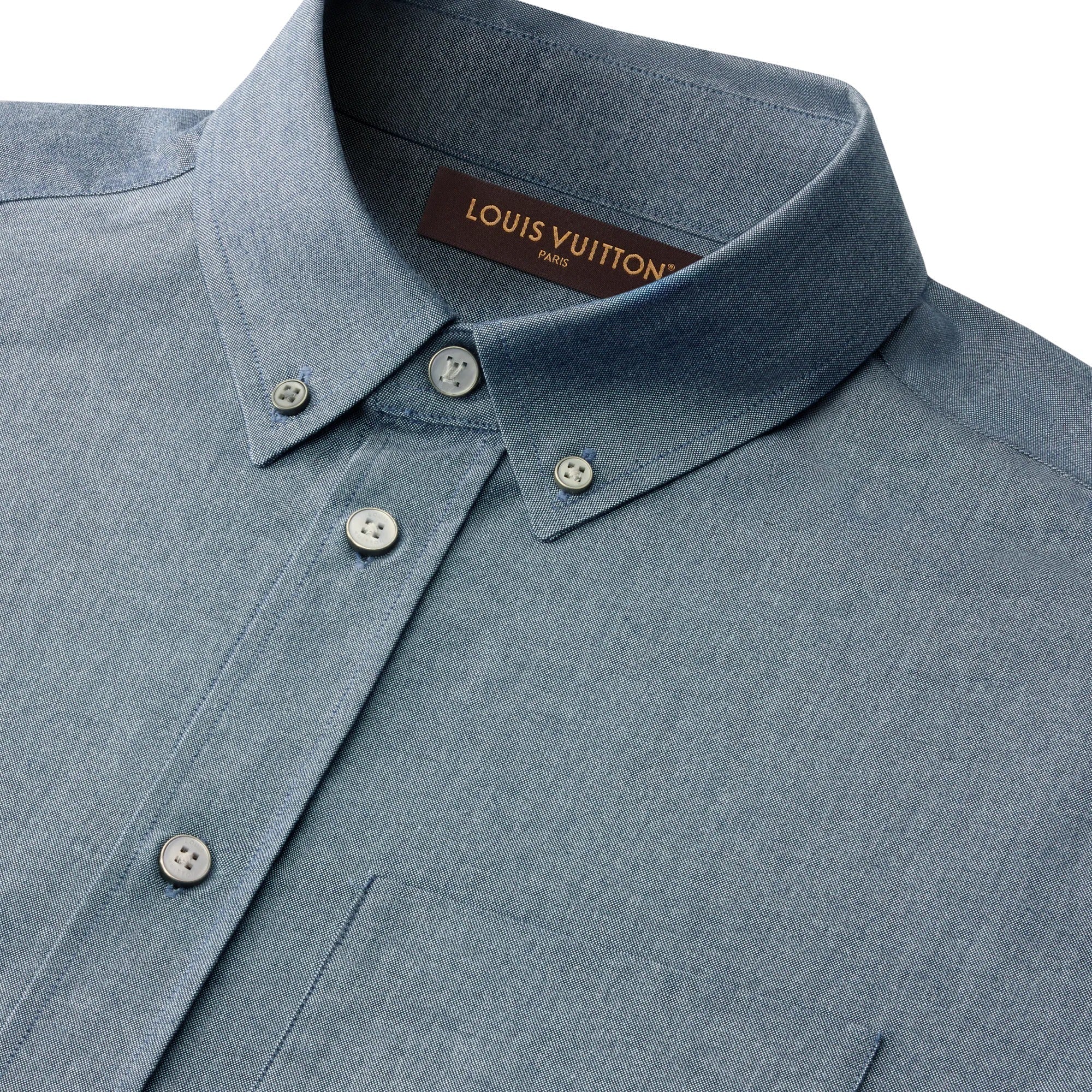 Cotton-Silk Chambray Long-Sleeved Shirt