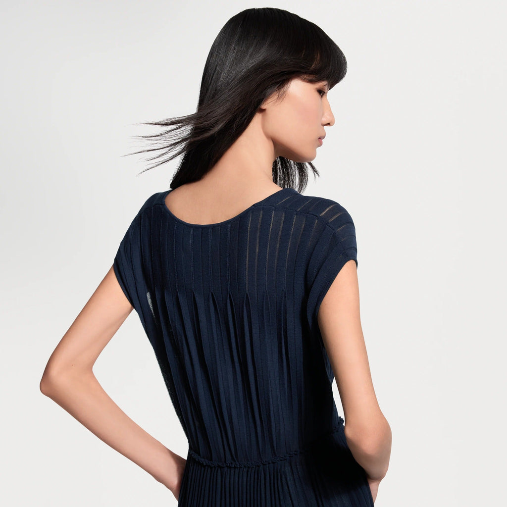 Twist Belt Pleated Dress