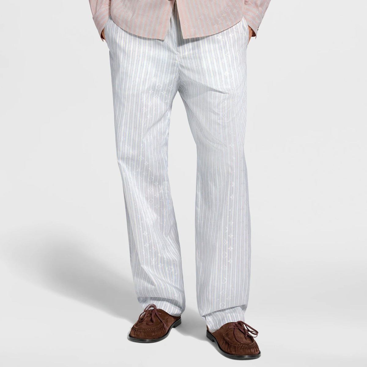 Monogram Striped Casual Drawstring Pants