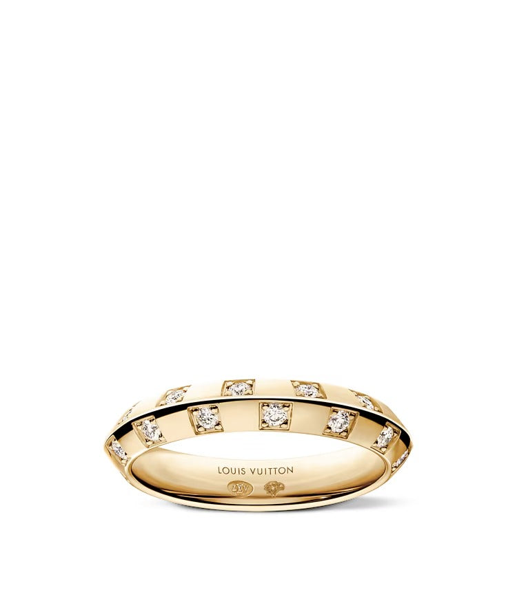 Le Damier de Louis Vuitton Small Ring, Yellow Gold and Diamonds
