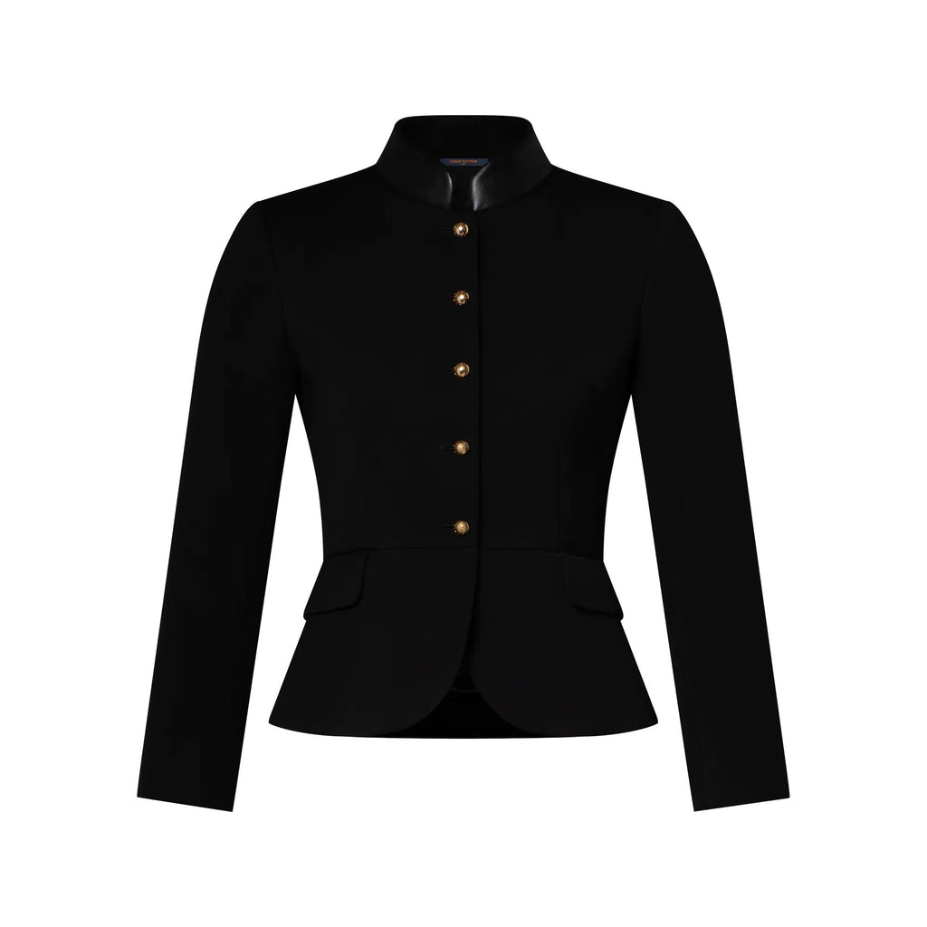 Leather Accent Fitted Jacket