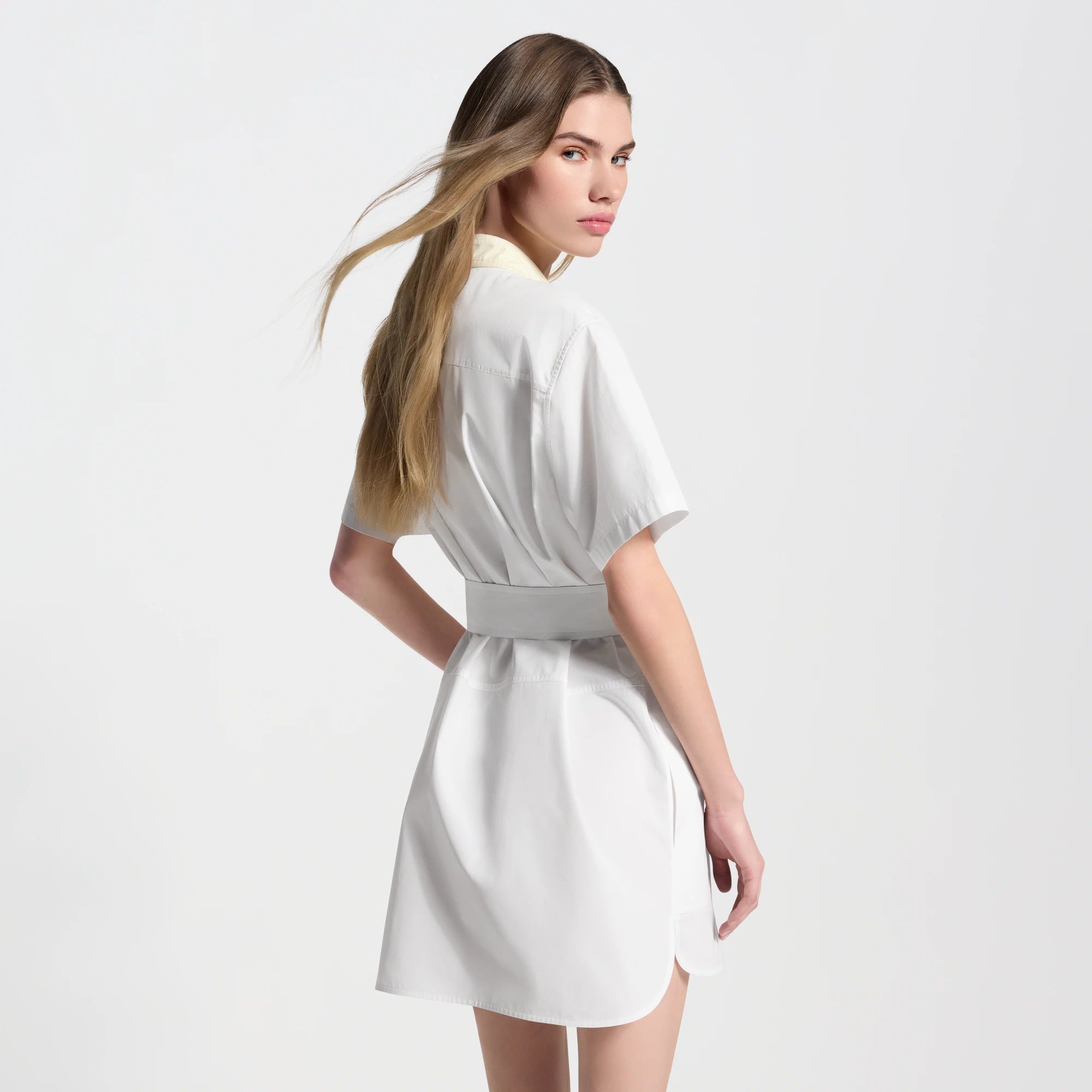 Bib Insert Belted Dress