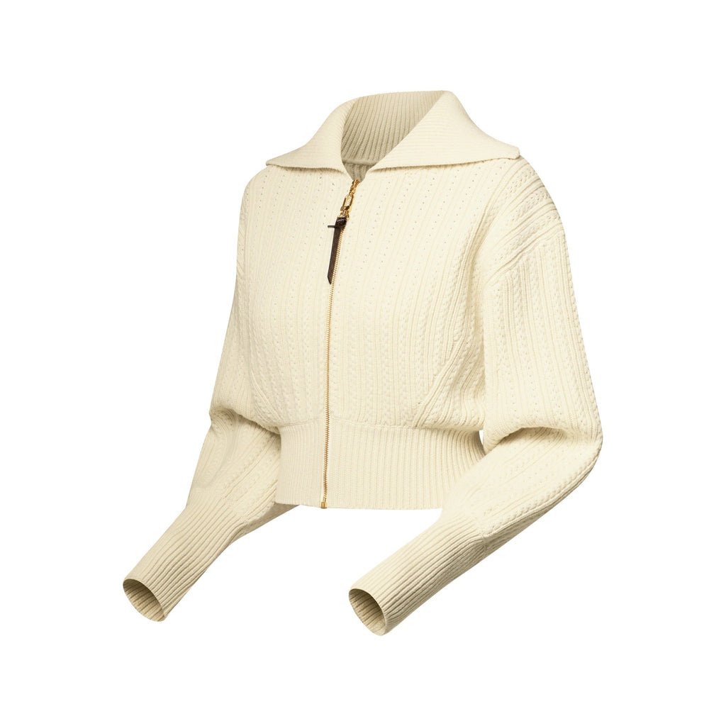 Cropped Rib-Knit Jacket