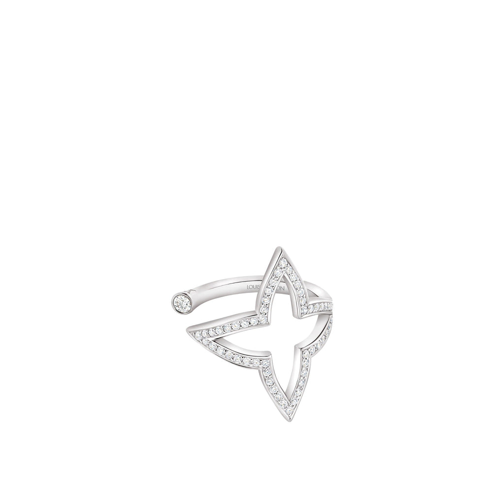 Ombre Blossom Open Ring, White Gold and Diamonds