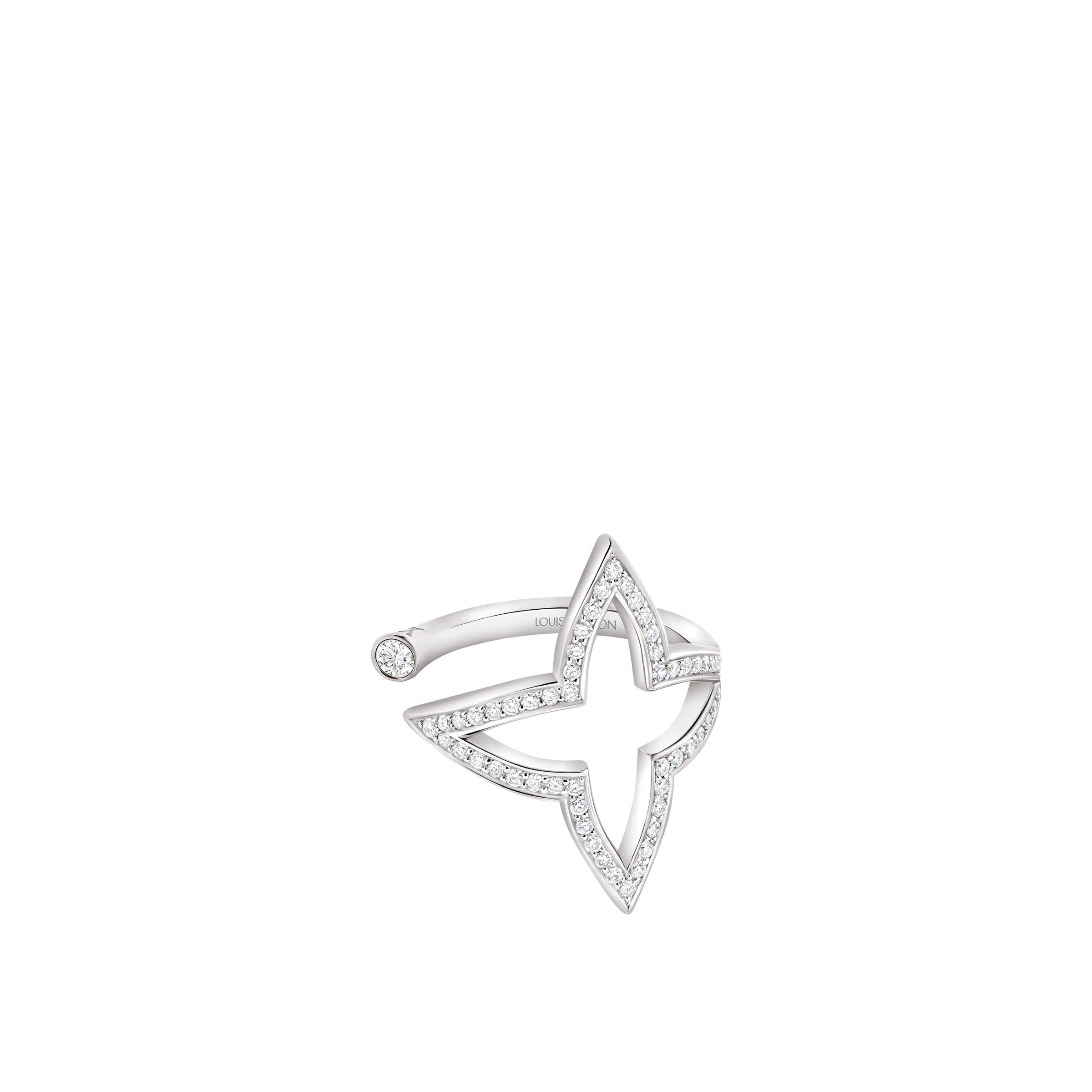 Ombre Blossom Open Ring, White Gold and Diamonds