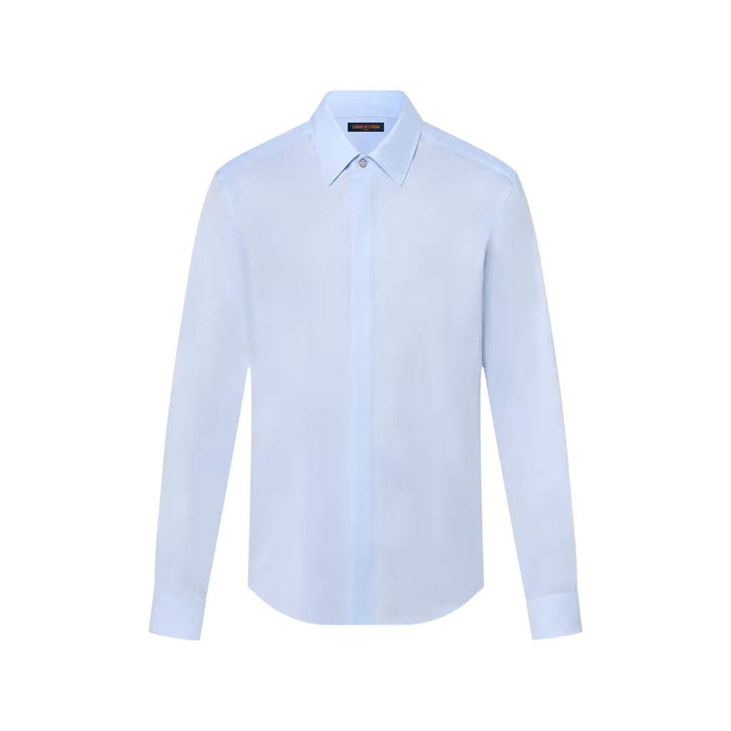 LV Blason Printed Cotton Long-Sleeved Oxford Shirt