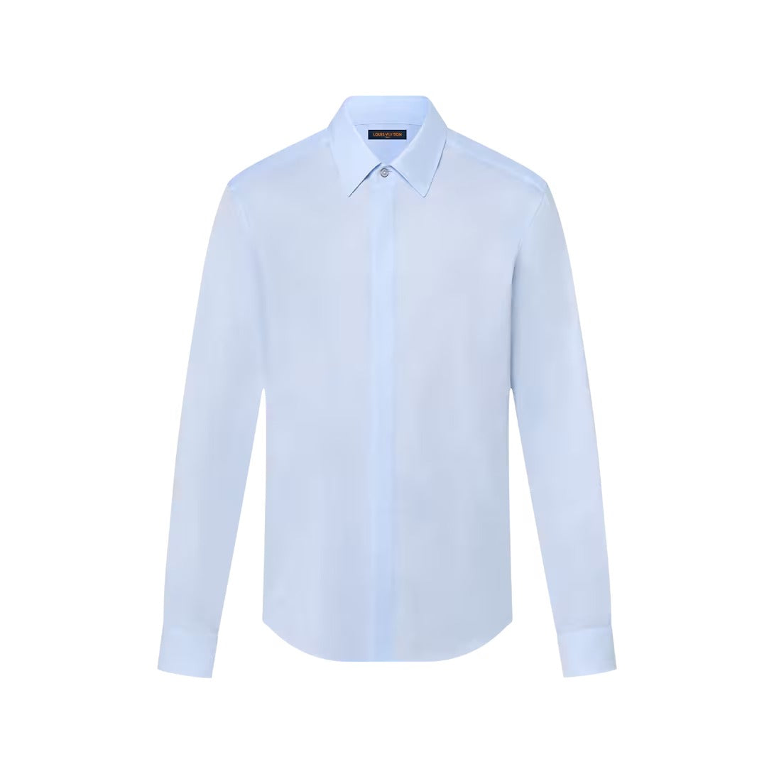 LV Blason Printed Cotton Long-Sleeved Oxford Shirt