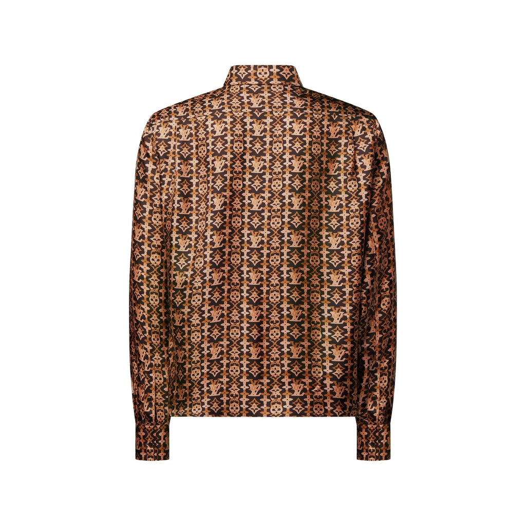 Monogram Printed Long-Sleeved Silk Shirt