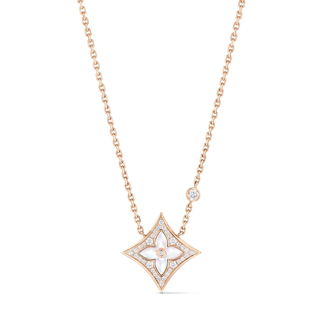 Color Blossom M Star Pendant, Pink Gold, White Mother-of-Pearl and Diamonds
