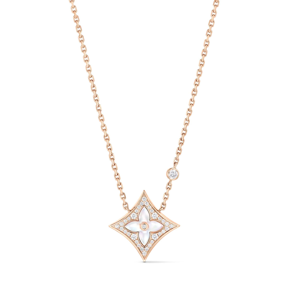 Color Blossom M Star Pendant, Pink Gold, White Mother-of-Pearl and Diamonds