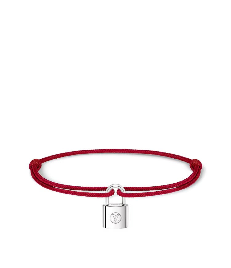 Silver Lockit Bracelet, Sterling Silver and Red Polyester Cord