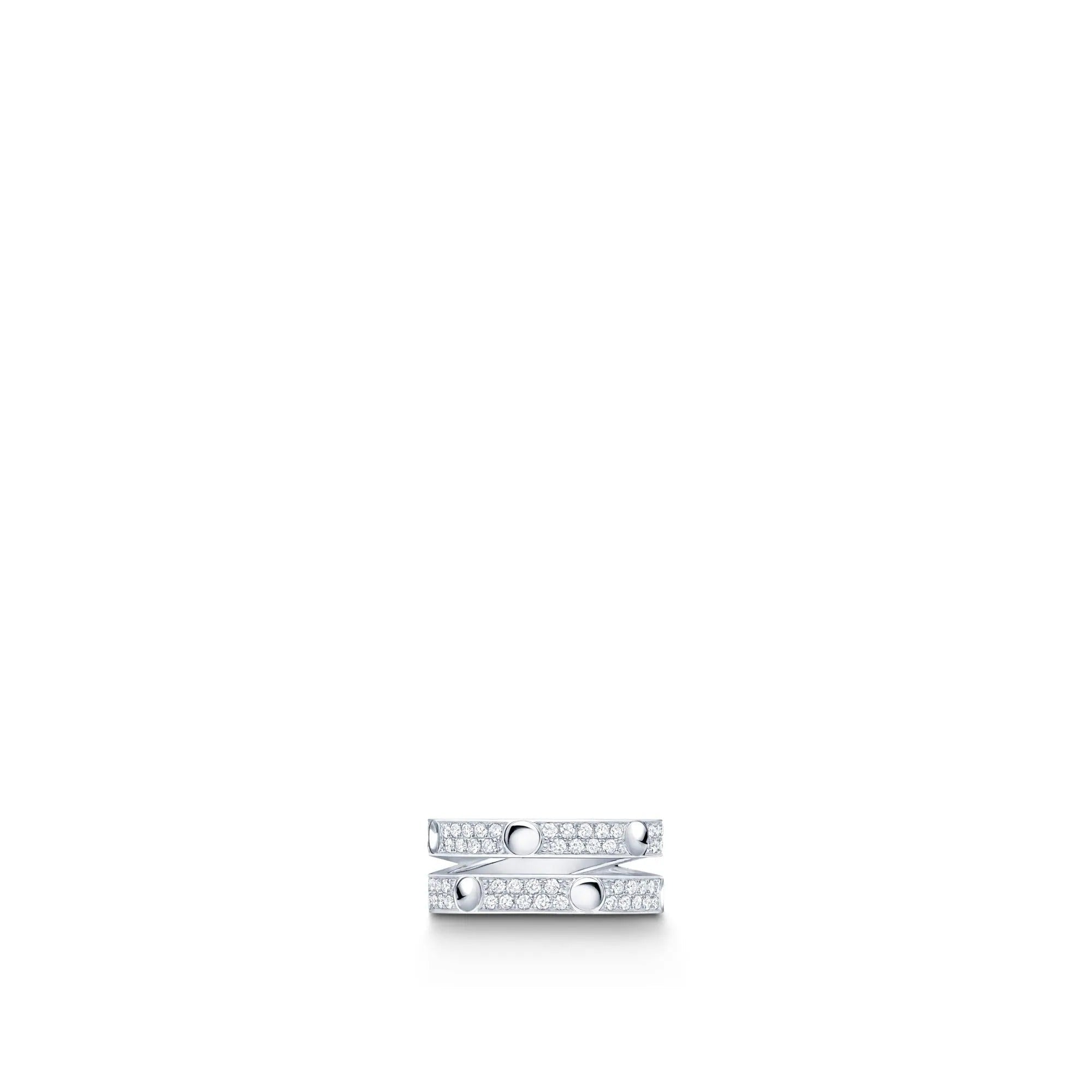 Empreinte Double Ring, White Gold and Diamonds