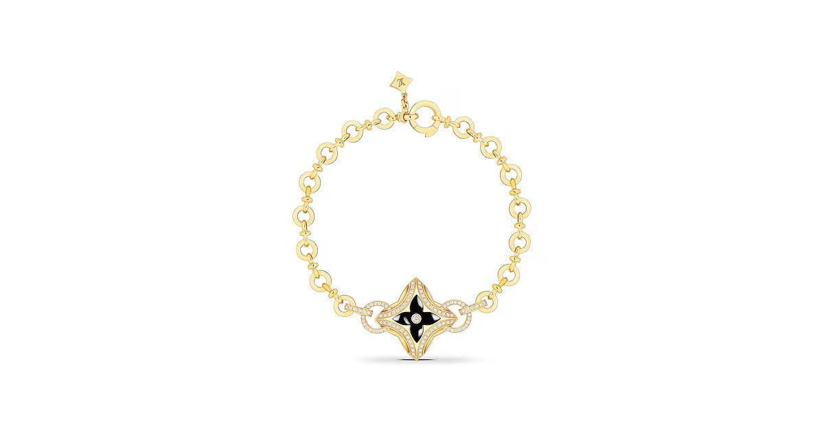 Ever Blossom Bracelet, Yellow Gold, Onyx & Diamonds