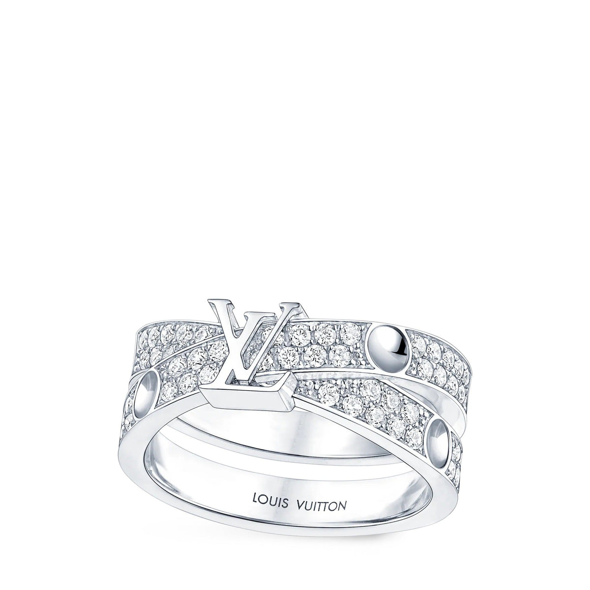 Empreinte Double Ring, White Gold and Diamonds