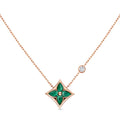 Color Blossom BB Star Pendant, Pink Gold, Malachite and Diamond