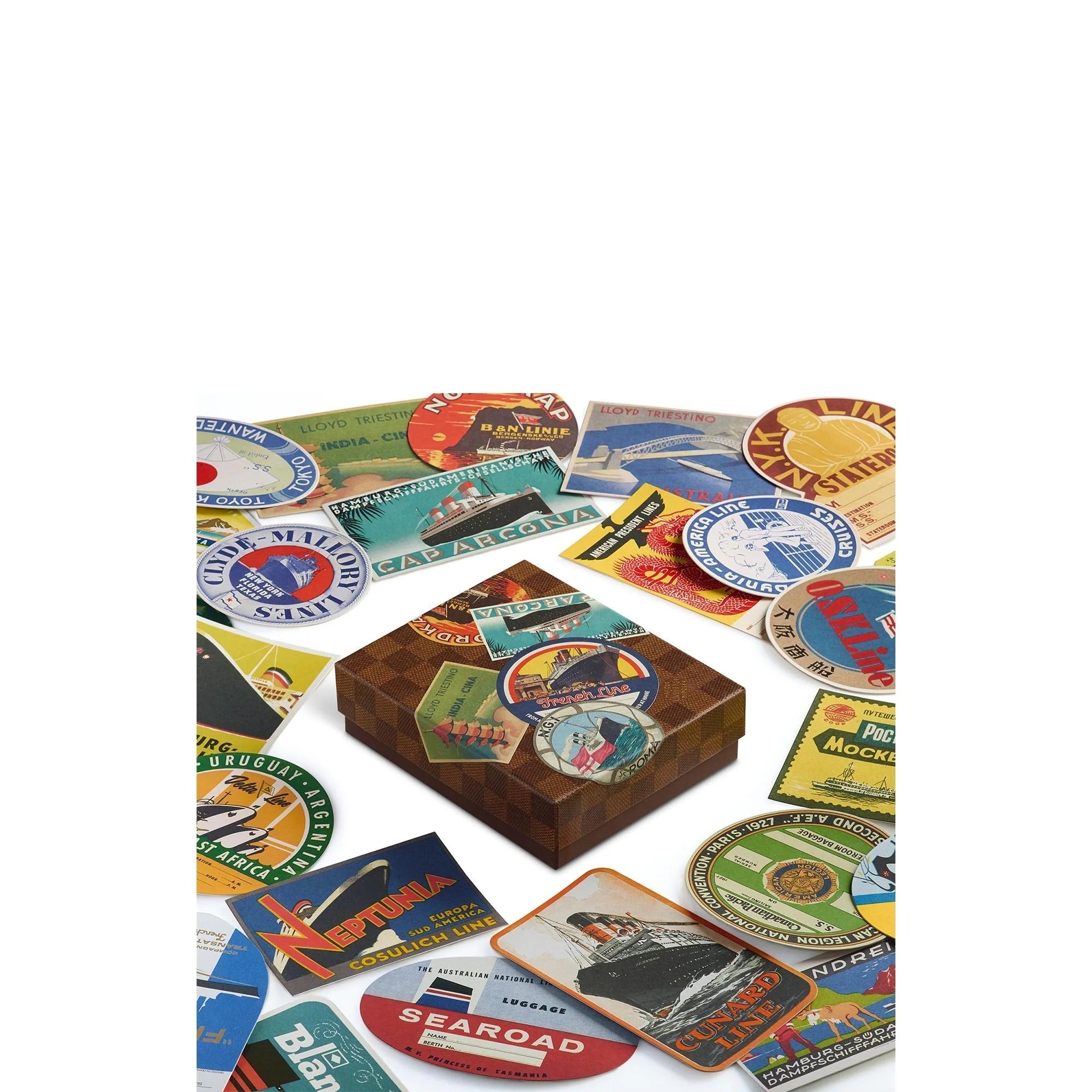 Ocean Liners Labels Postcard Box