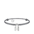 Silver Lockit Bracelet, Sterling Silver, Black and White Polyester Cord with Football Charm