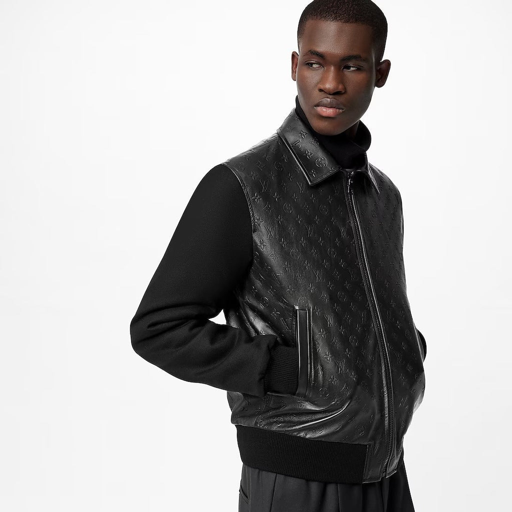 LVSE Embossed Monogram Mix Leather Blouson