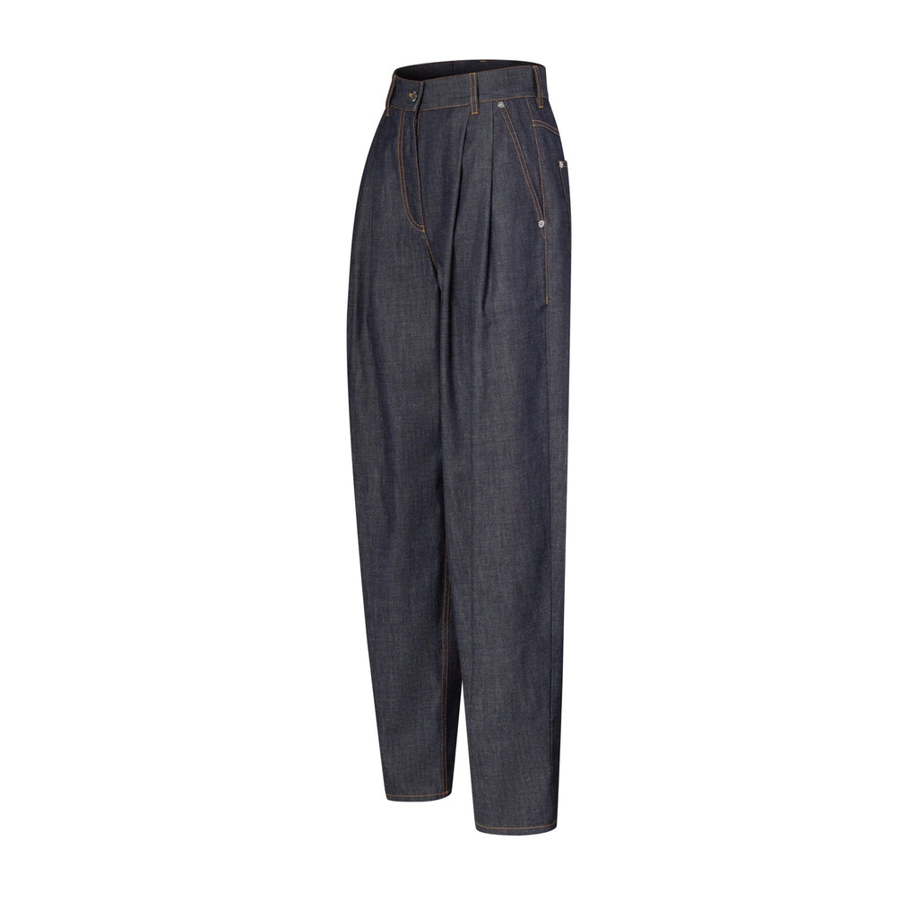 Wide-Cut Pleat Jeans