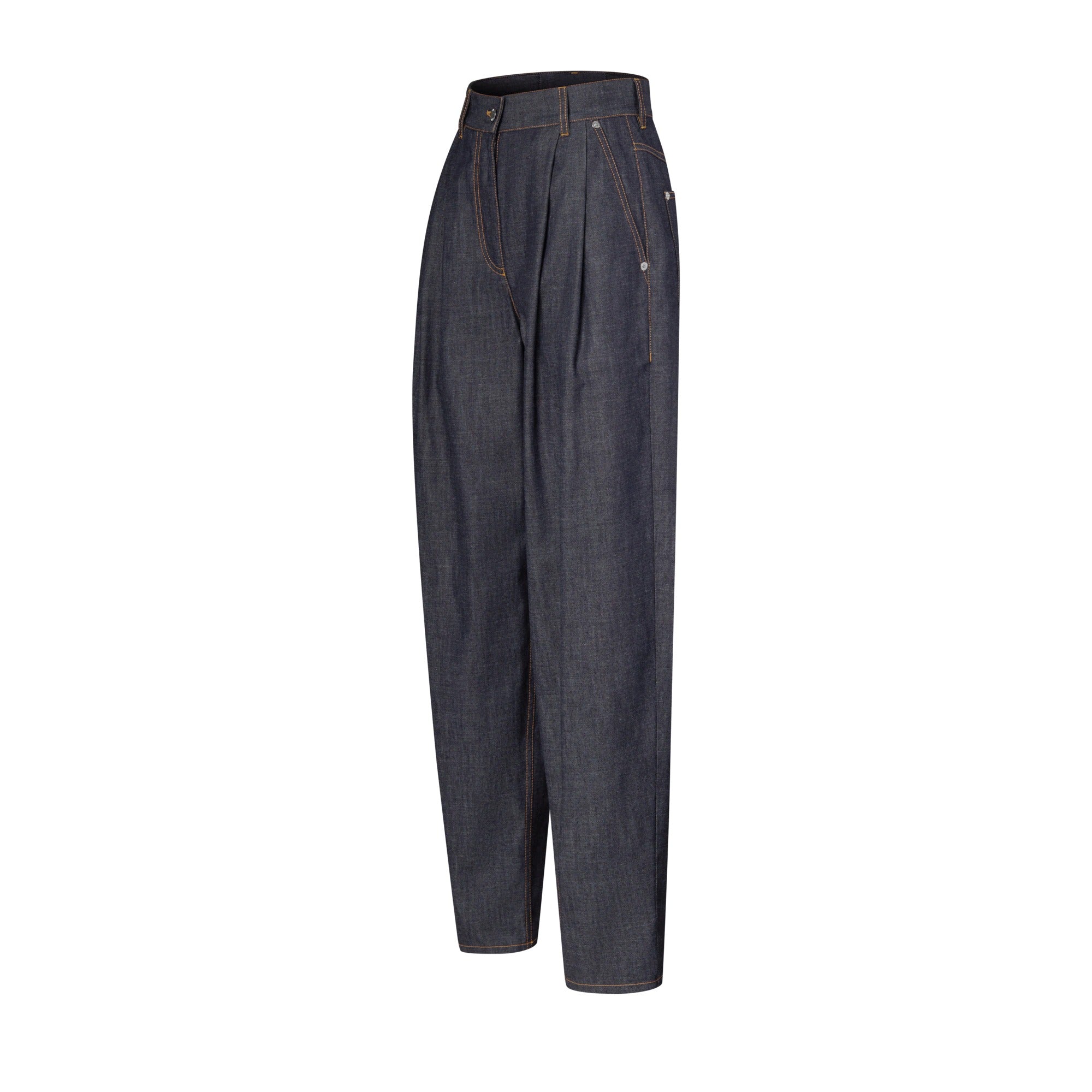 Wide-Cut Pleat Jeans