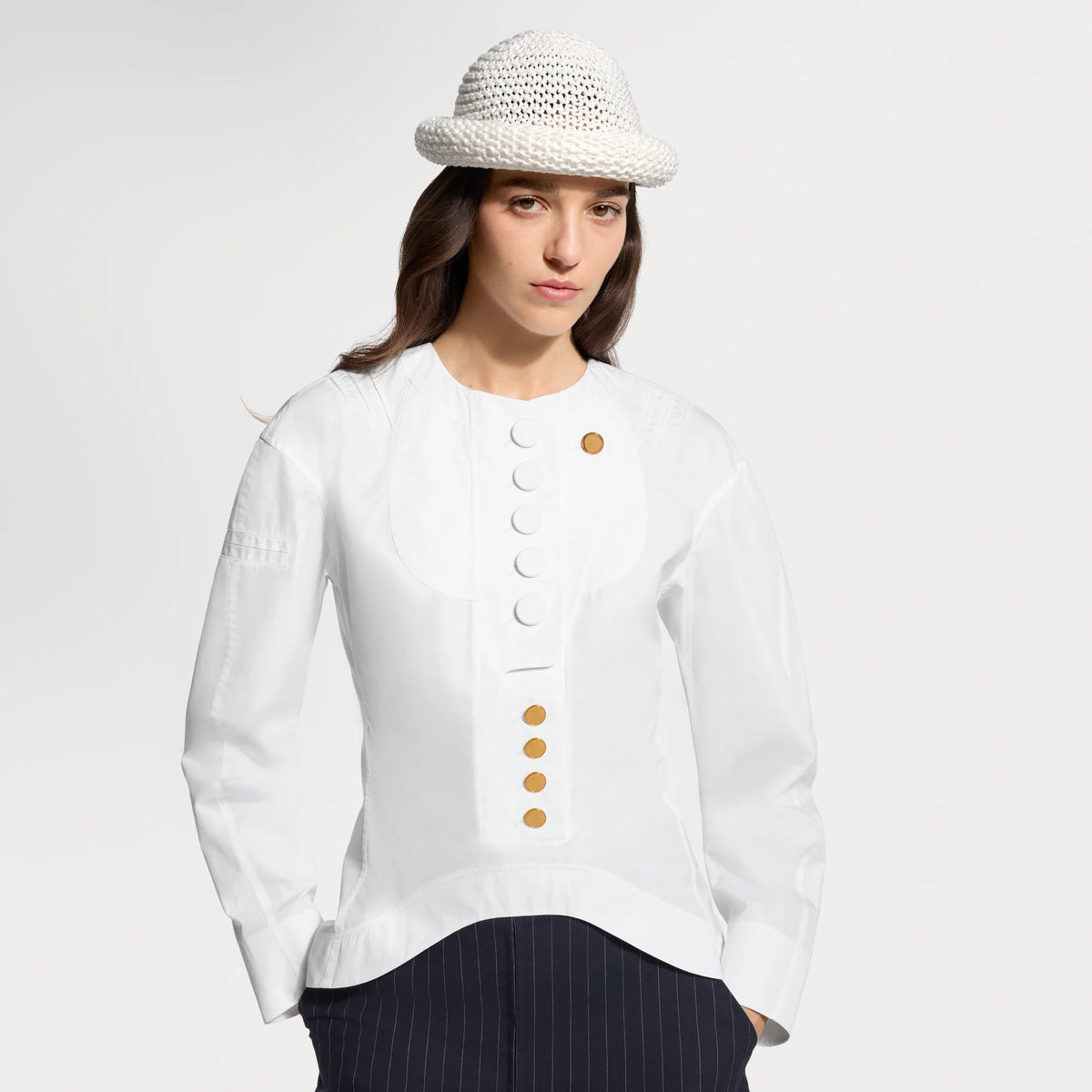 Asymmetrical Bib Blouse