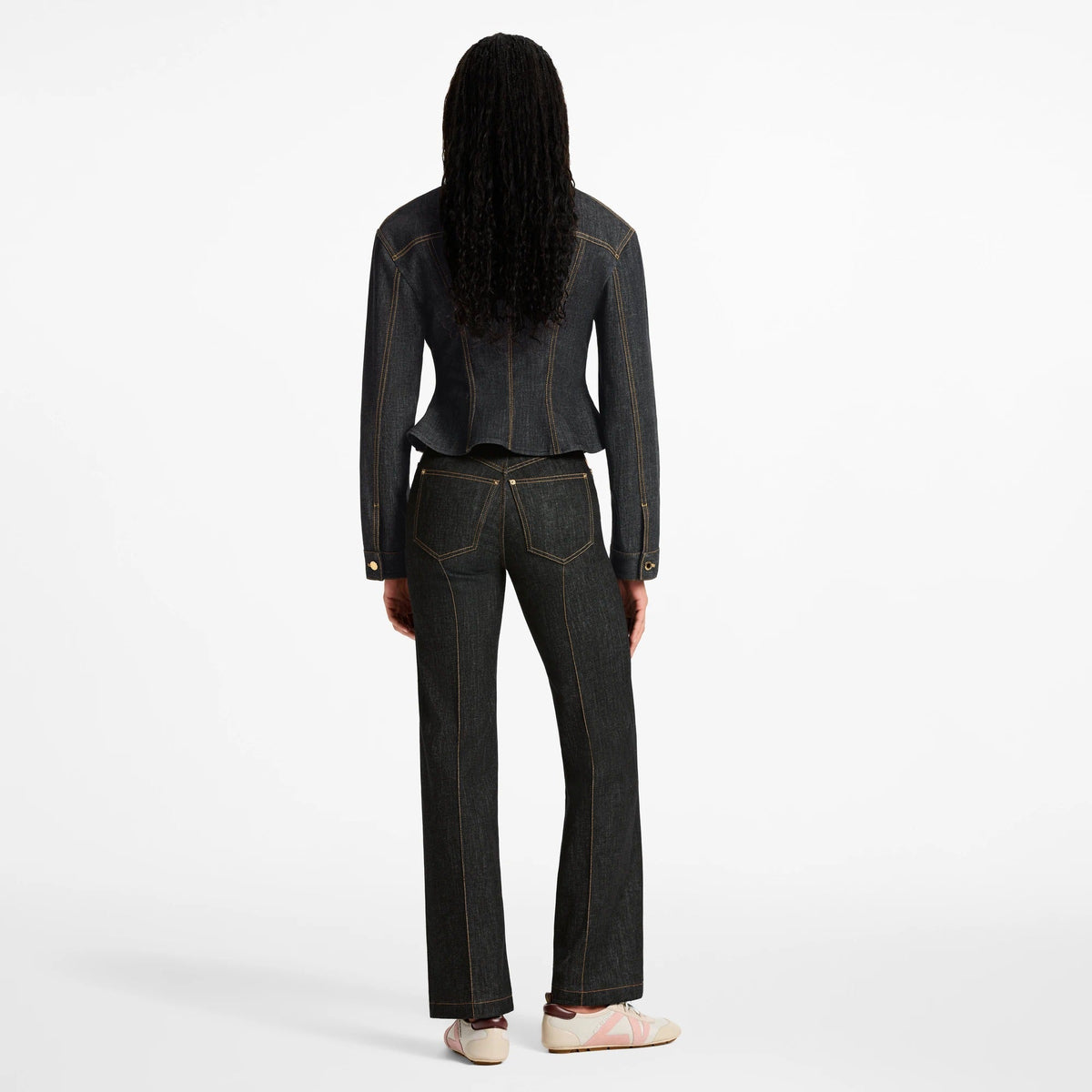 Leather Accent Jeans