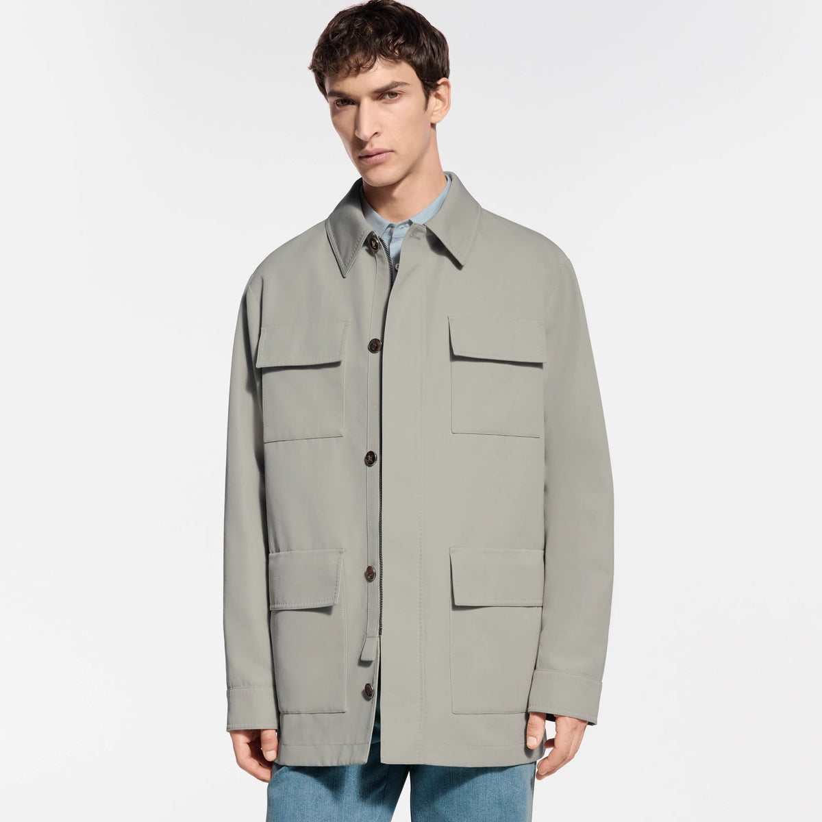 Cotton-Silk Blend Field Jacket