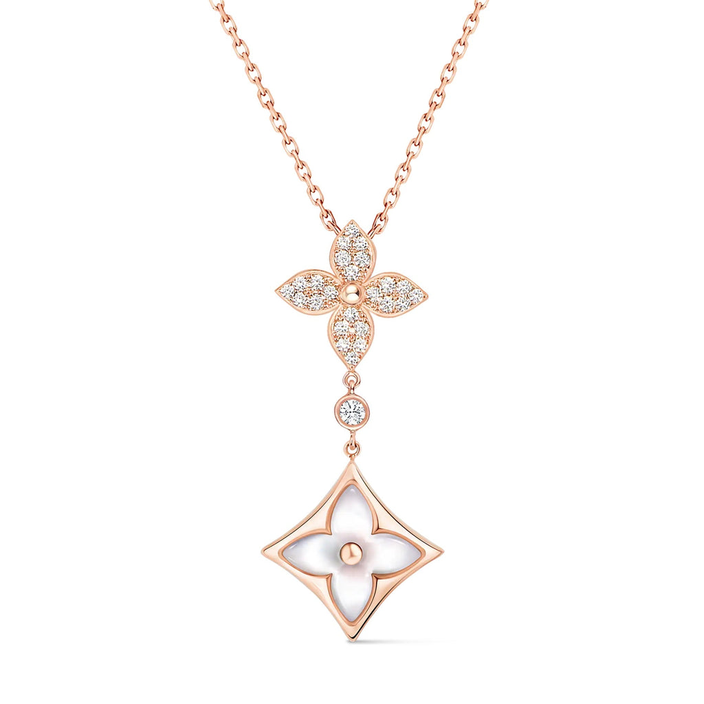 Color Blossom M Star Multi-Motif Pendant, Pink Gold, White Mother-of-Pearl and Diamonds