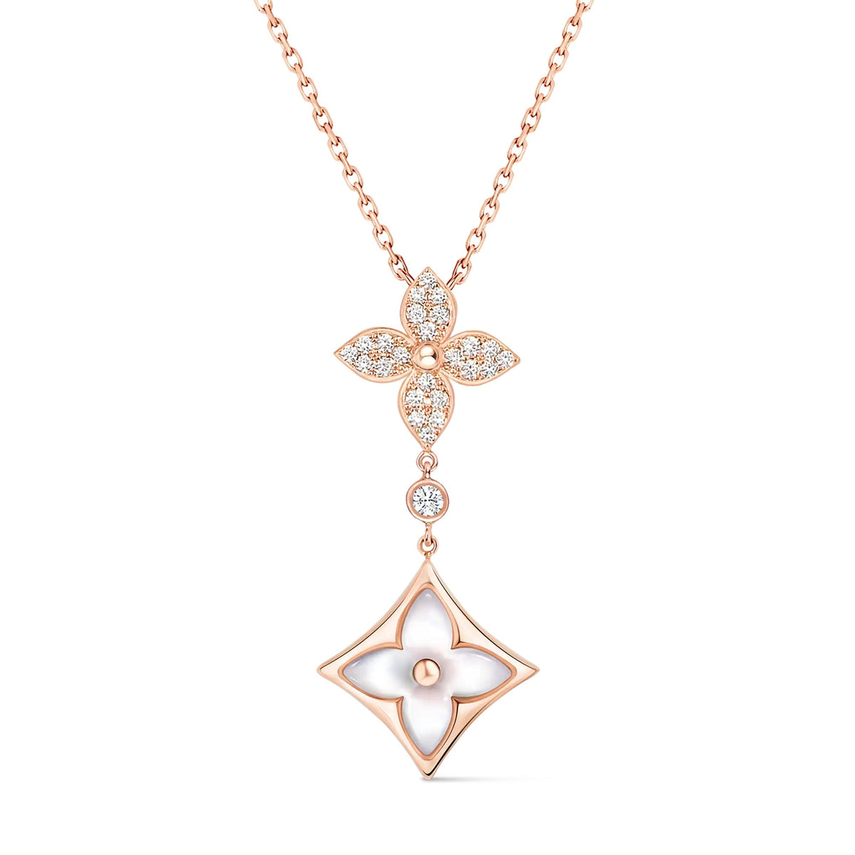 Color Blossom M Star Multi-Motif Pendant, Pink Gold, White Mother-of-Pearl and Diamonds