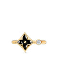 Color Blossom Mini Star Ring, Yellow Gold, Onyx and Diamond