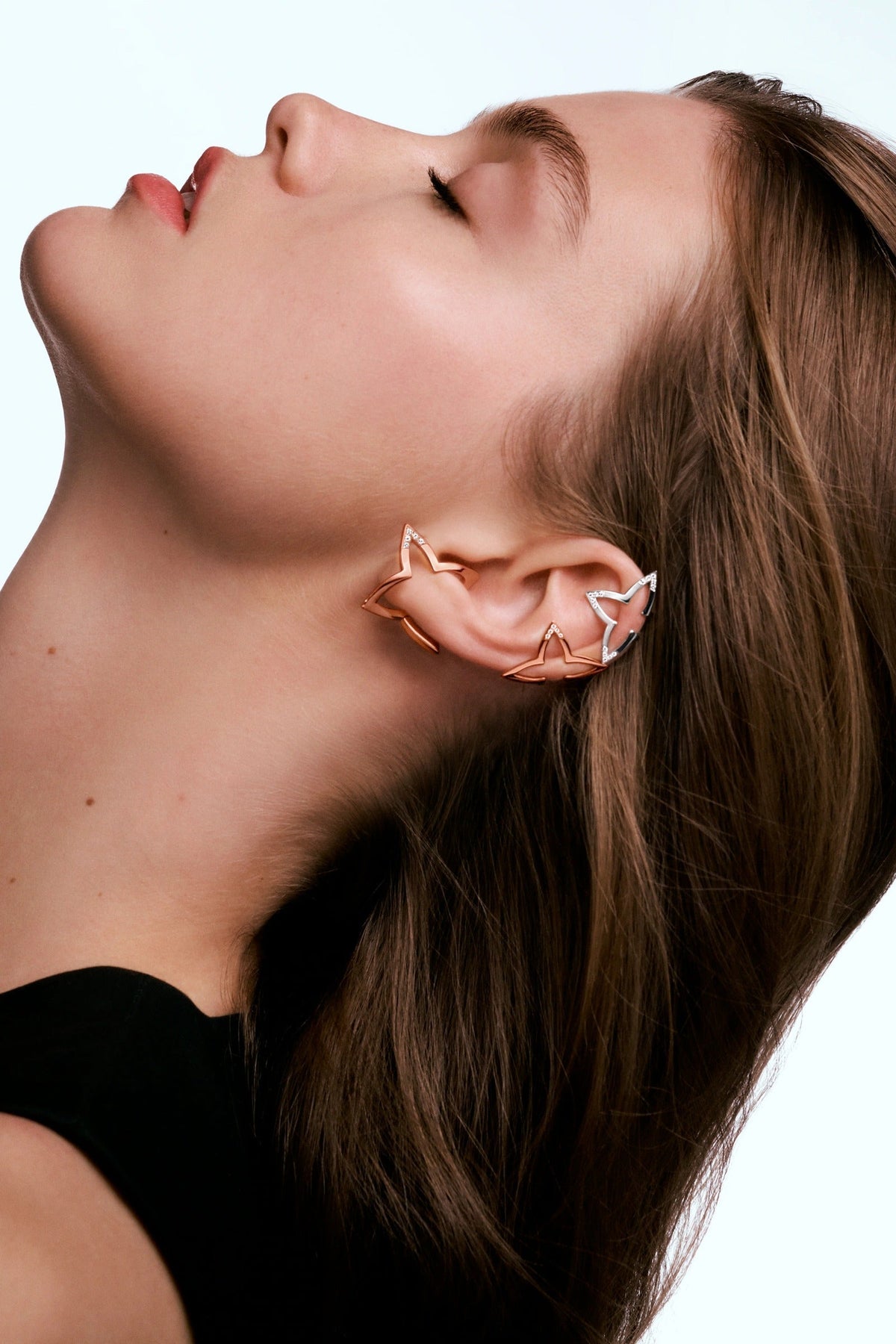 Ombre Blossom Overlap Hoop, Pink Gold and Diamonds