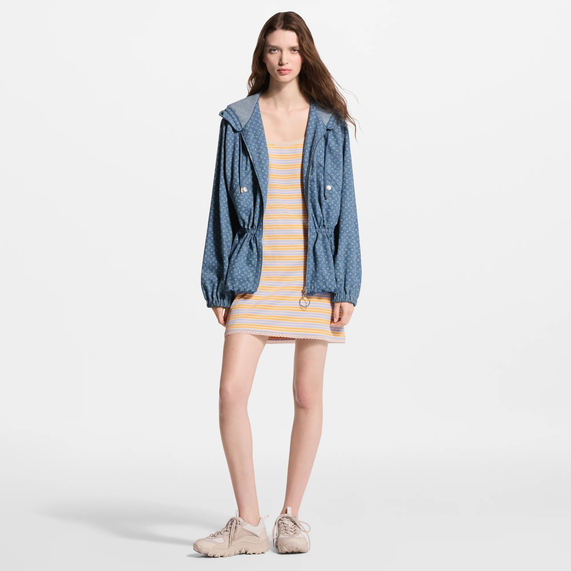 Hooded Monogram Denim Jacket