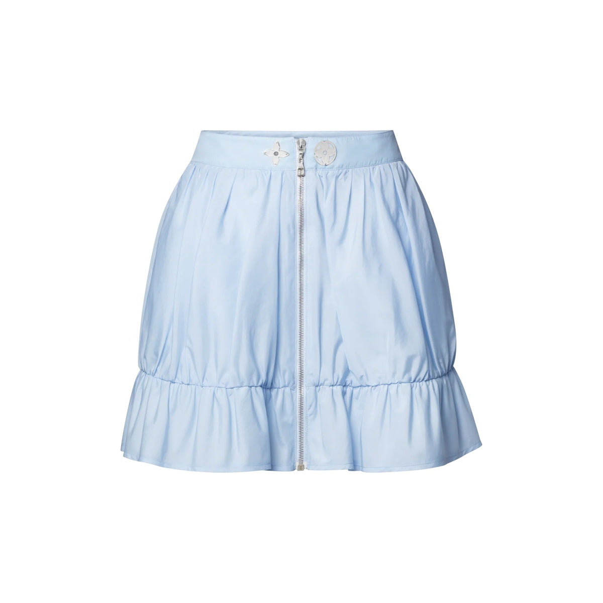 Zipper Front Ruffle Mini Skirt