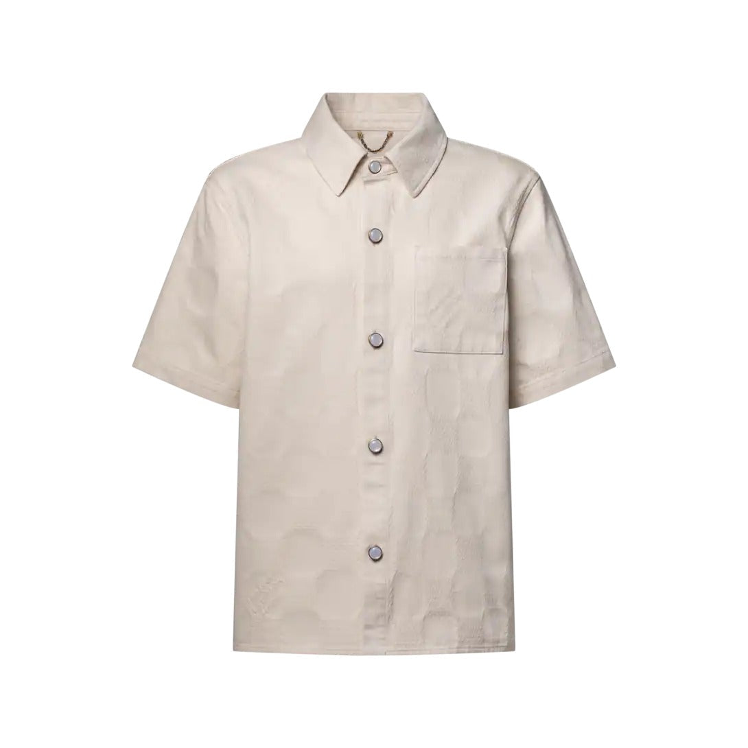Damier 3D Light Denim Short-Sleeved Shirt