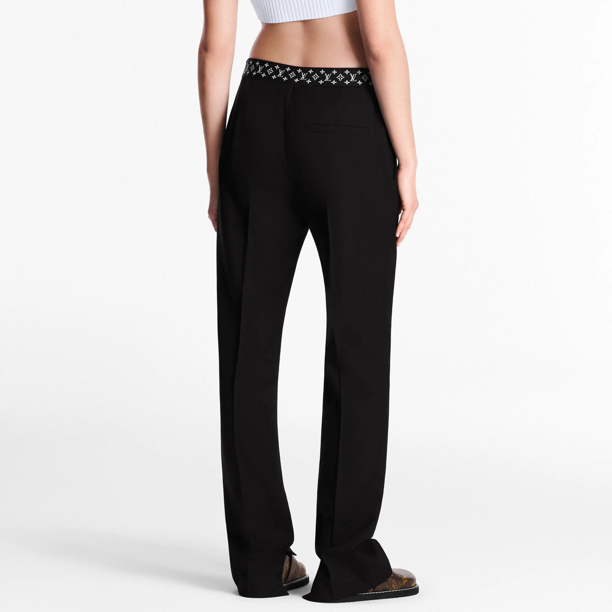 Straight Cut Pants With Monogram Elastic Belt