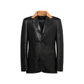 Tailored Leather Jacket With Contrasting Collar